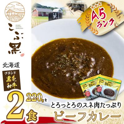 ふるさと納税 新ひだか町 北海道産 黒毛和牛 こぶ黒 A5 ビーフカレー220g×2パック