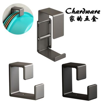 【家的五金】免打孔 櫸木掛鉤（白色.槍灰）2入 / 多功能.衣帽.掛衣鉤.掛鉤.免釘膠.砧板.掛架.壁掛.收納.無痕.衛浴.浴室.廚房