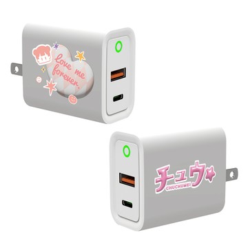 【插畫家聯名】啾啾妹Love愛心USB3.0+PD20W雙孔充電器
