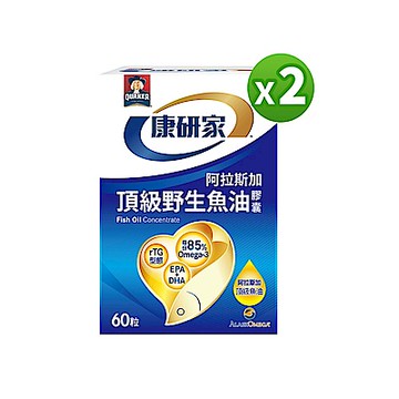 【桂格官方直營】康研家-頂級野生魚油膠囊x2盒 (60粒/盒) (阿拉斯加野生魚油/小顆好吞服/rTG高濃度/Omega-3高含量/新鮮冷壓萃取)
