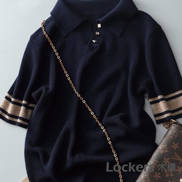 【Lockers 木櫃】春夏冰絲短袖針織上衣 L111040602