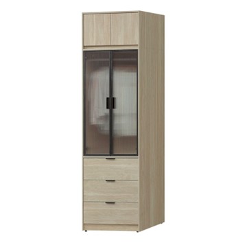 文創集 畢克爾2.5尺四門鋁框三抽加高衣櫃組合-76x59x242cm免組