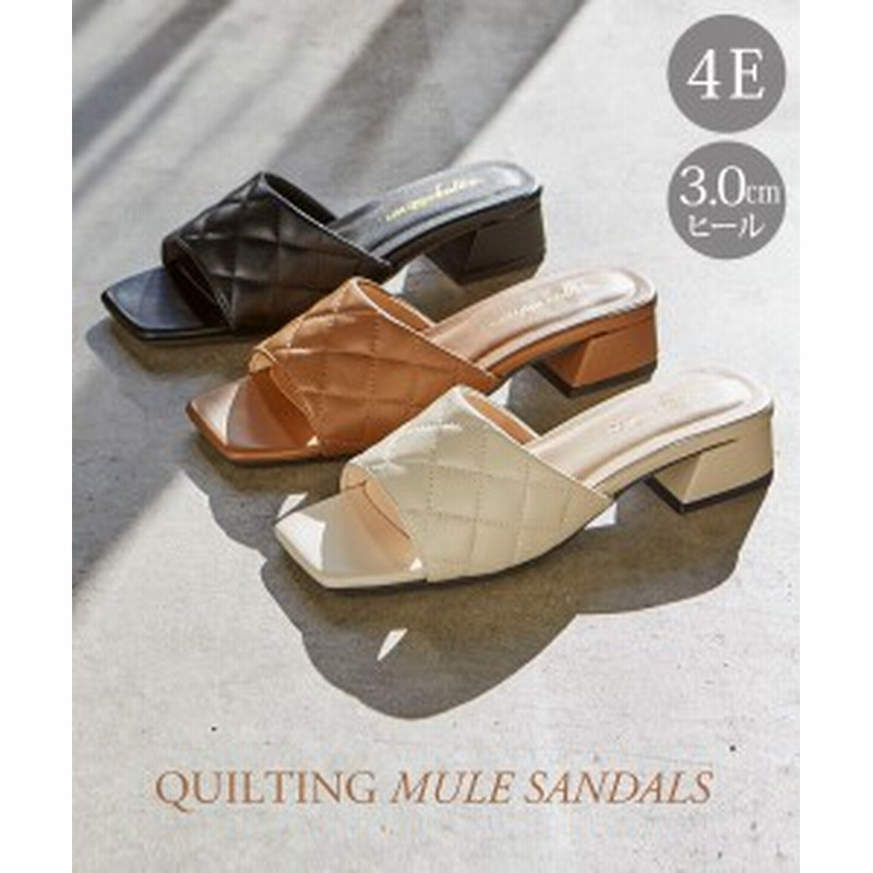 ミュール サンダル 大きいサイズ レディース ゆったり幅広 キルティング 低反発中敷 ワイズ4e アイボリー オーク 黒 25 0 25 5cm ニッセ 通販 Lineポイント最大get Lineショッピング