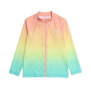 童裝 漸層LOGO 拉鍊 防曬衣 - 蜜桃色