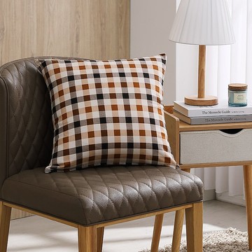 鴻宇 100%美國棉 抱枕 彩格組曲咖(45x45cm)