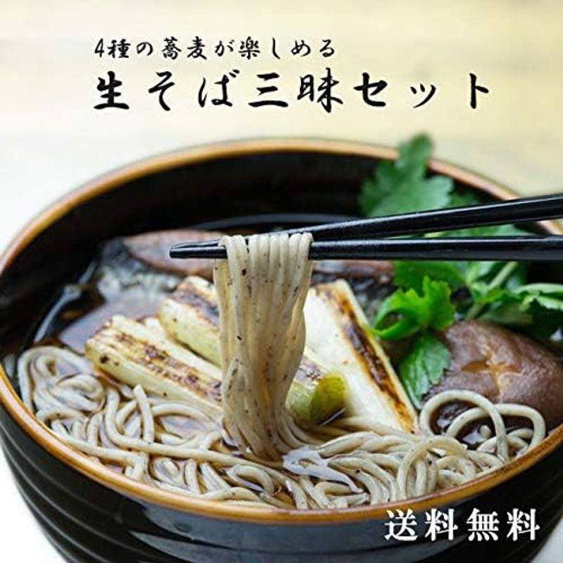 生そば三昧セット(更科そば やぶ細切り蕎麦 ごまそば どば蕎麦 つゆ付)