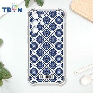 TRON 三星 S21 Ultra 幾何復古花磚C款 四角防摔載具殼 軟殼 手機殼
