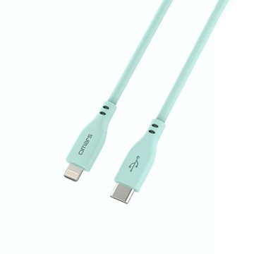 Type C公 - Lightning公 【omars】炫彩快速傳輸充電線 1m Type-C to Lightning (湖水綠)