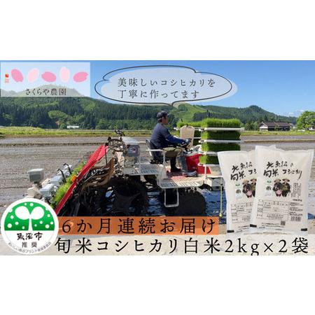 ふるさと納税  魚沼産コシヒカリ 北魚沼の旬米コシヒカリ 精米2kg×2　6ヶ月連続お届け 新潟県魚沼市