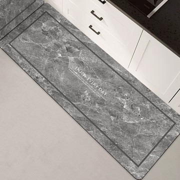波蘭復古花磚珪藻土軟式地墊【煙灰色45*200cm-礦物系列】 珪藻土地墊 速乾 吸水  廚房 軟式地墊 浴室地墊   軟地墊 浴室 矽藻土地墊 柔軟