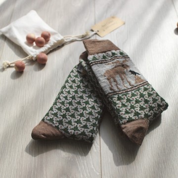 瑞典Ojbro Vantfabrik 美麗諾羊毛襪 森林系列 駝鹿綠 - Large 27至29 cm