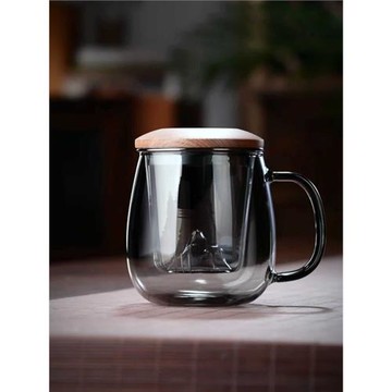 全度玻璃泡茶杯耐高溫三件式水杯家用辦公帶蓋茶水分離沏綠茶杯子
