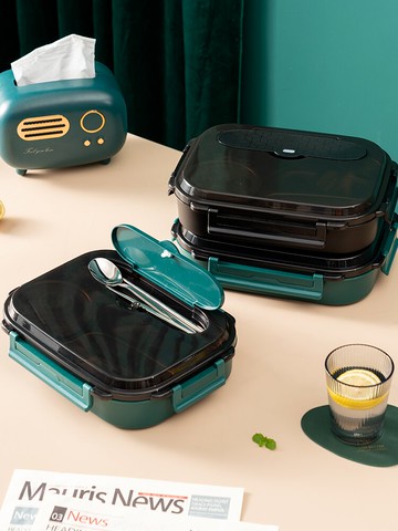 304不銹鋼飯盒學生便攜筷勺分格便當盒餐盤餐盒加水保溫