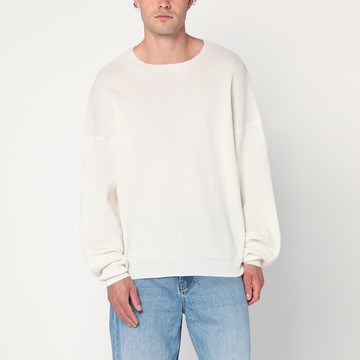 Cloud white nylon-blend sweater