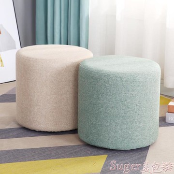 小凳子布藝小凳子家用矮凳網紅圓凳簡約客廳沙發茶幾凳創意墩子實木板凳 雙11全館免運