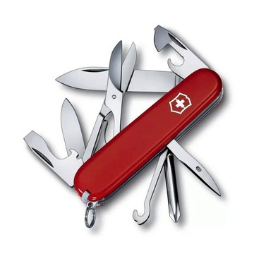 【Victorinox 瑞士維氏】瑞士刀 SUPER TINKER15用刀 91mm-紅(1.4703)【墊腳石】