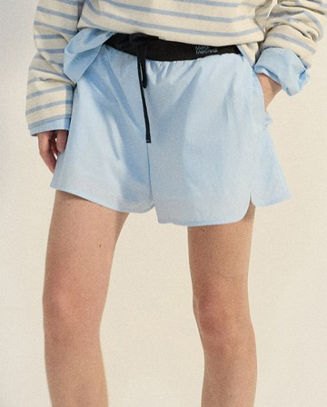 MARDI MERCREDI 休閒短褲 淺藍色 撞色腰帶 可調式 COTTON SHORTS CONTRAST WAISTBAND