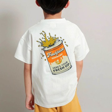 日本 BRANSHES - 純棉美式印花短袖上衣-易開罐果汁-白