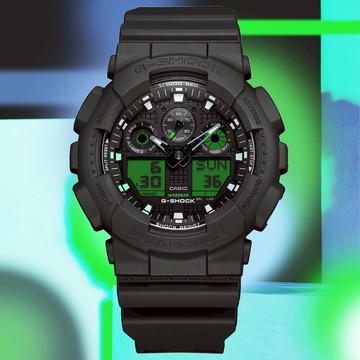 CASIO 卡西歐 G-SHOCK 電光綠雙顯錶 GA-100BEG-1A