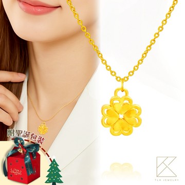 【快速出貨】【TLH】聖誕節禮物 黃金墜項鍊 純金999多選 心動四葉草 約重0.07錢±0.01 (生日 情人節 送禮)