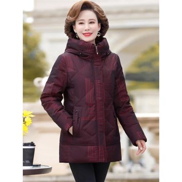 2025冬季新款羽絨服女短款中老年媽媽裝洋氣寬松連帽加厚保暖外套