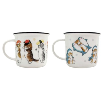 貓福珊迪 口壺馬克杯(大)-鯊魚/壽司