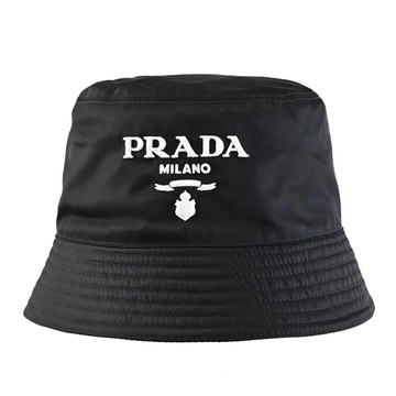 PRADA 2HC137 電繡LOGO標誌尼龍款漁夫帽/遮陽帽.黑