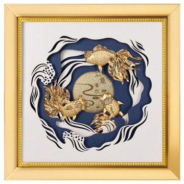 如魚得水金箔畫 | 升遷賀禮首選 高品味祝福藝術擺飾