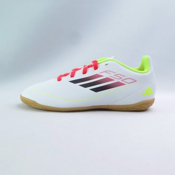 ADIDAS IE3735 中大童 足球鞋 F50 Club IN J 室內足球鞋 白/黃橘紅【iSport愛運動】