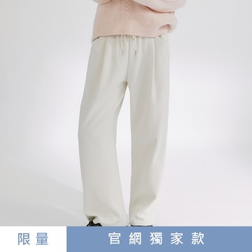 non-stop 磨毛抽繩寬管休閒褲-2色