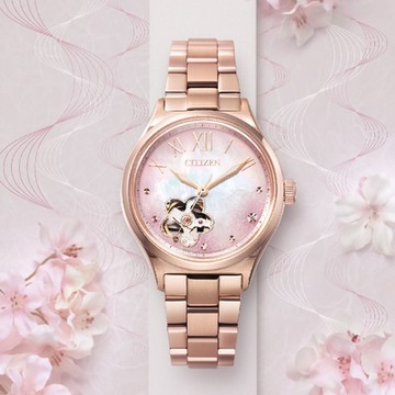 CITIZEN星辰錶  LADY S系列 PC1017-70Y 母親節推薦款白蝶貝面板不鏽鋼機械女式腕錶 34mm