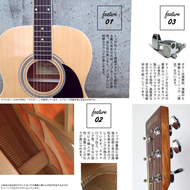 アコースティックギター 初心者セット 16点 W-15/F-15/HJ-18 アコギ 