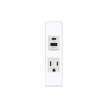 EZ CHARGER 國際牌(R)省空間二孔白色面板-磐石25W USB(A+C)+磐石AC安全插座