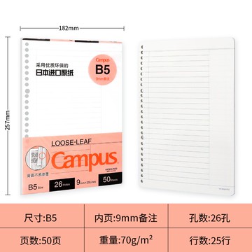 錯題本 國譽活頁本替芯紙英語方格筆記本子記事26孔20孔內芯B5文具本可拆卸線圈錯題『XY27336』