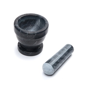 《FOXRUN》美國 大理石磨搗組-黑紋S-- 研磨缽 磨藥機 搗泥器 杵臼 搗缽