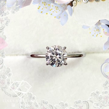 ［翎時珠寶］真正莫桑石 可過測鑽筆 18K金-1克拉經典四爪戒指 MRG080 莫桑石戒指 18K金戒指 鑽石戒指 防敏