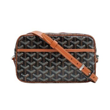 二手品 Goyard Cap Vert Pm 帆布拉鍊斜背相機包(棕)