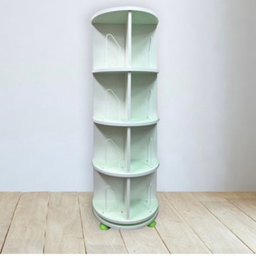 第一博士 - 360° 旋轉書櫃-四層式(高度137cm)-綠圓白方-支架16入+水平儀4入