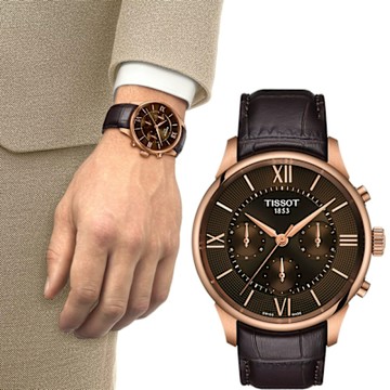 TISSOT 天梭錶 官方授權 Chemin Des Tourelles 杜魯爾 計時機械錶 男錶-42mm/T1394623629800