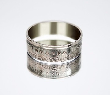 烏干達硬幣戒指 100 先令 1998-2008 男士硬幣戒指 女士硬幣戒指