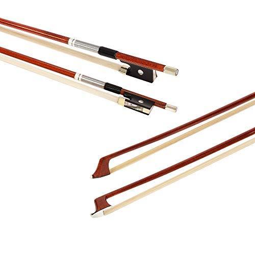 MI＆VI NEW Professional Pernambuco Wood Skin Carbon Fiber Violin Bow (Full Size 4) with FREE Bow Case| Ebony Frog| Well Balanced| Perfect Weight