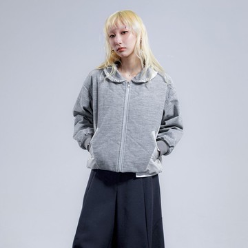 異塑弧領鋪棉外套