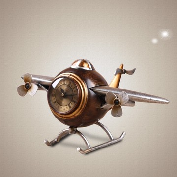 麗盛歐式復古飛機座鐘臥室坐鐘床頭小鐘客廳裝飾臺面時鐘表擺件