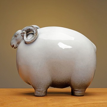 【良品舎】全館免運 開發票 保售後 陶瓷動物牛馬羊擺件客廳玄關招財辦公室博古架裝飾桌面家居擺設品