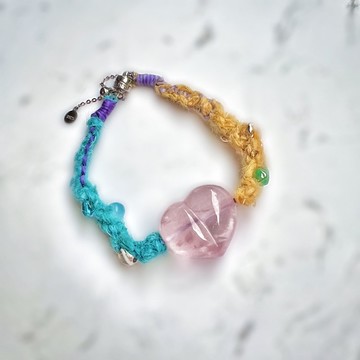 莫桑比克粉晶 手鍊 天然石 美人魚的藏寶盒 磁吸扣 925純 藏式