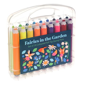 Rex LONDON 手提式印章彩色筆 15 x 15 x 3cm 精靈花園 187g  18色  1組