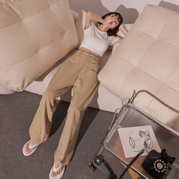 單釦繭形闊腿寬褲-卡【KT201368】