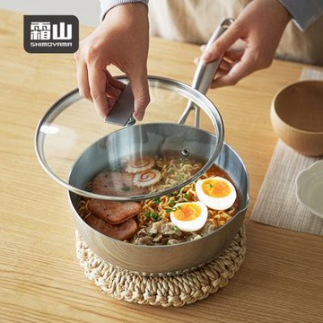 日本霜山 單柄不鏽鋼湯鍋/雪平鍋(附蓋)-1.8L (電磁爐IH爐可用)-多款可選