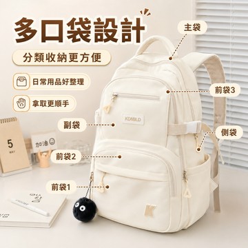 台灣現貨✨韓系大容量雙肩包 女生後背包 15.6吋筆電包 多口袋學生書包 防潑水尼龍通勤背包