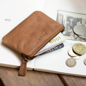 『新品上市』老爺有喜 真皮素雅雙拉鍊質感小錢包(072693lt)